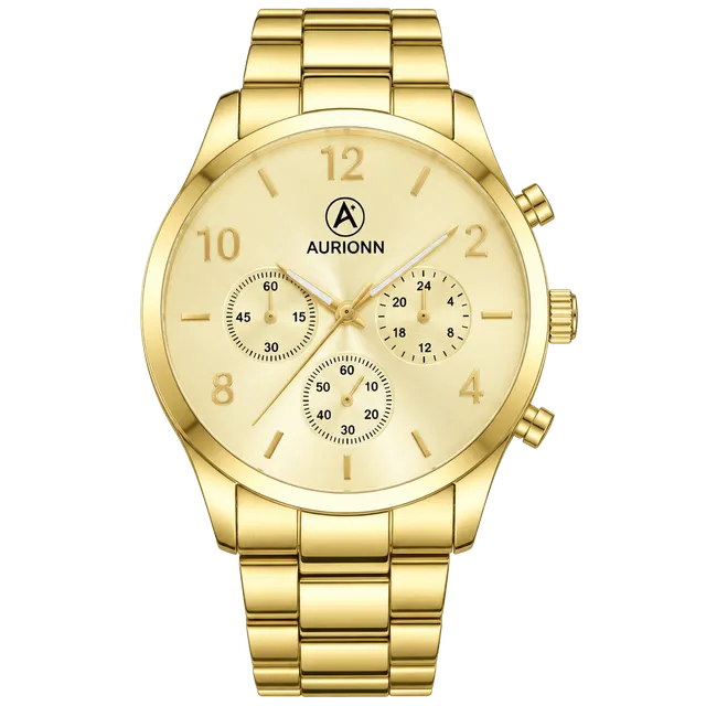 Aurionn Men's Quartz Timepiece Gold Stainless Steel 
