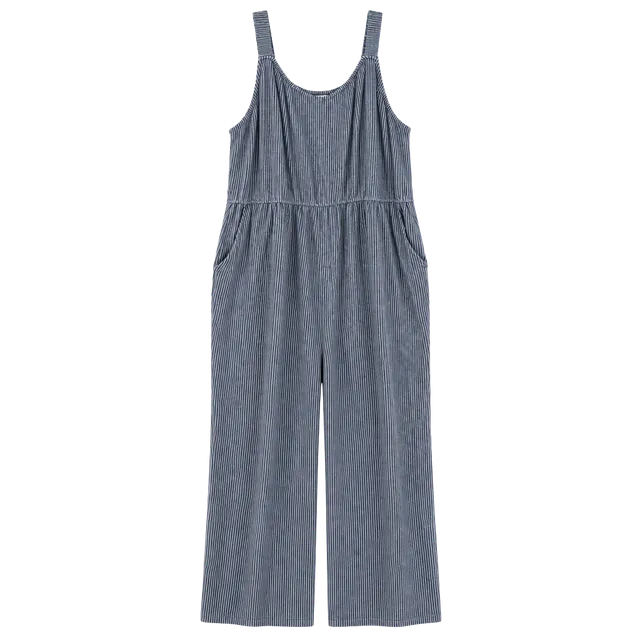 Women's Sleeveless Jumpsuit Size 2X Blue with Stretch Material