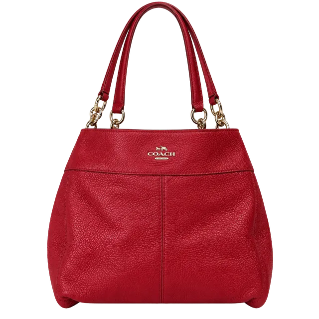 Coach Pebbled Leather Red Shoulder Bag Handbag
