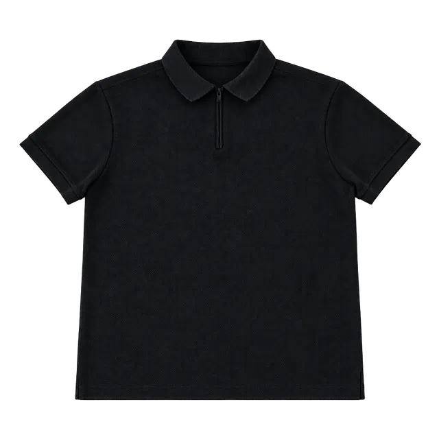 Zara Men Textured Short Sleeve Zip Polo Shirt Black Size M/L