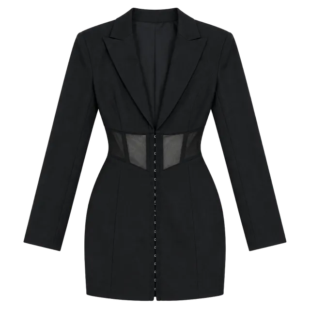 Michael Costello x Chase Jacket Dress in Black