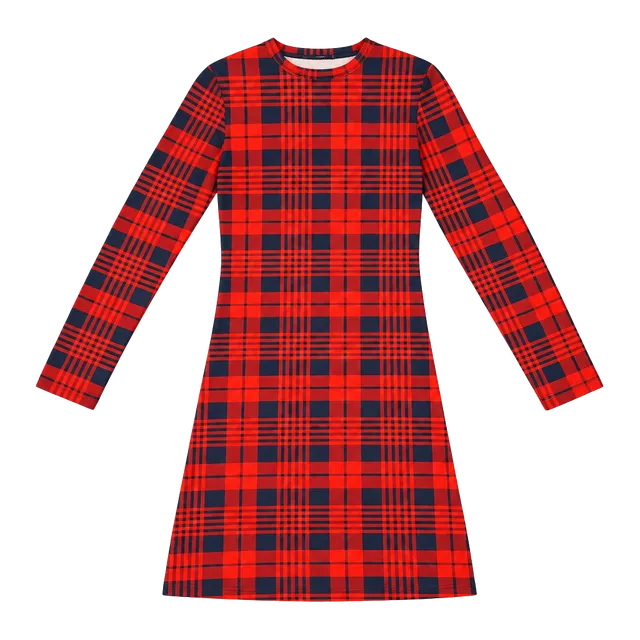 Zaful Plaid Mock Neck Bodycon Dress Size L Red Blue