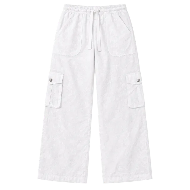 MoFiz Cargo Pants Size M White Wide Leg Drawstring