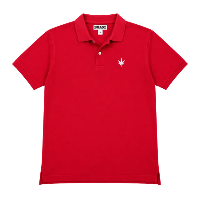 Boast Classic Pique Polo Size M Red Cotton Japanese Maple Leaf