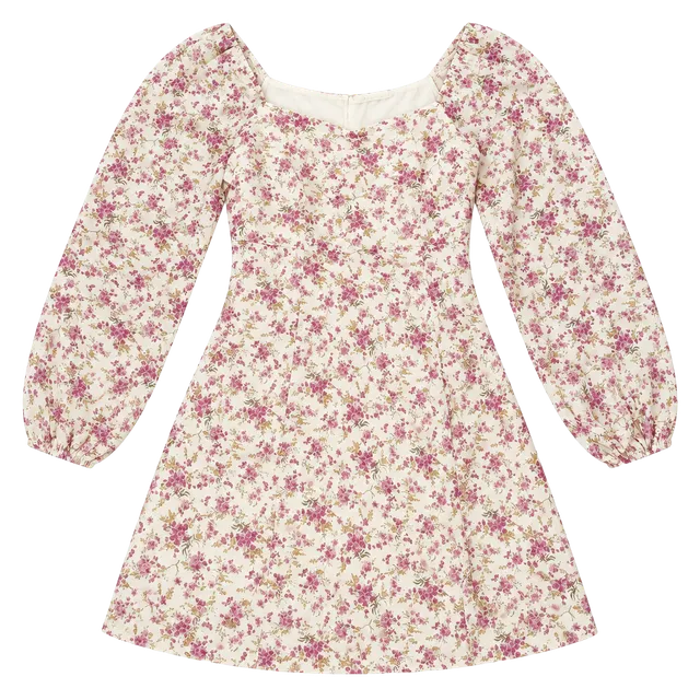 Lush Cream Mini Dress with Pink Floral Print size M