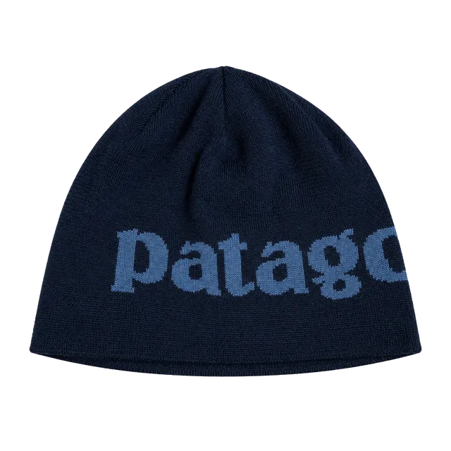 Patagonia Black Gray Beanie Hat Logo