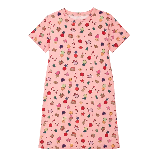 Joyspun Pink Candy Print Short Sleeve Sleep Shirt