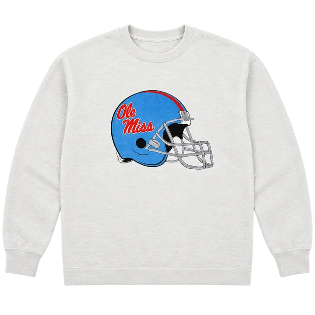 Ole Miss Rebels Helmet Logo White Crewneck Sweatshirt