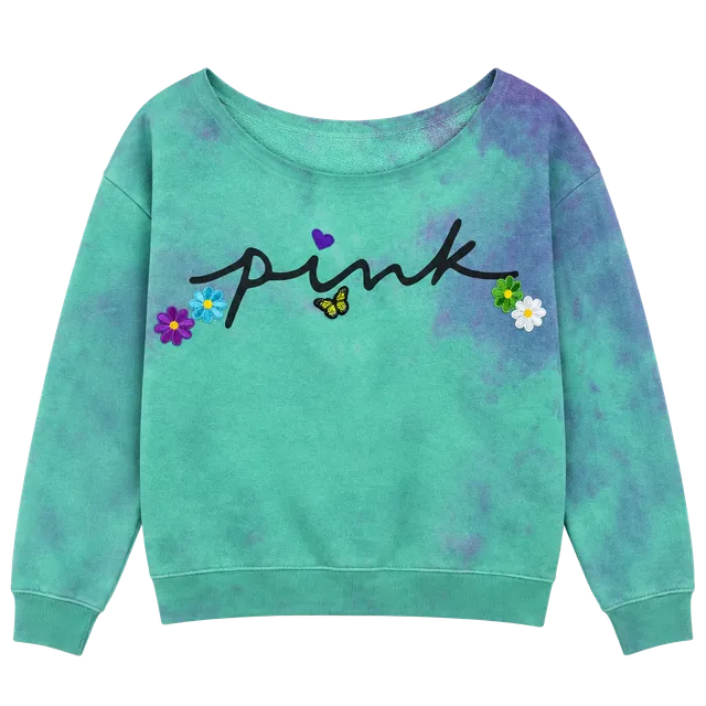 Victoria's Secret Pink Tie Dye Embroidered Sweatshirt