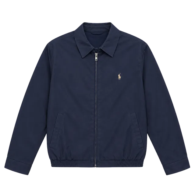Vintage Polo By Ralph Lauren Jacket L Navy Blue Zip Up Cotton Blend Harrington