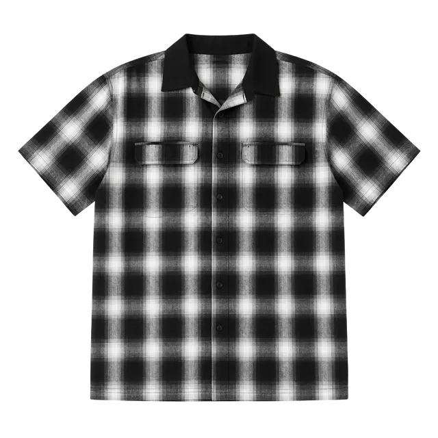 Former Broadcast Plaid S/S Button Shirt Size XXL Black White Skate 