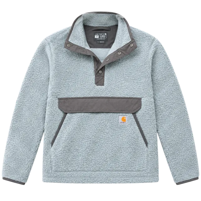 Carhartt Mens Size S Relaxed Fit Sherpa Fleece Snap Pullover Anorak Grey Sage 