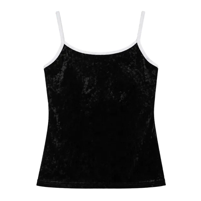 Barbie Subtle Goth Velvet Camisole Black Crushed Velour Tank Top