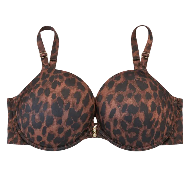 Victoria's Secret Bombshell Plunge Push-Up Bra Size 38D Leopard Print
