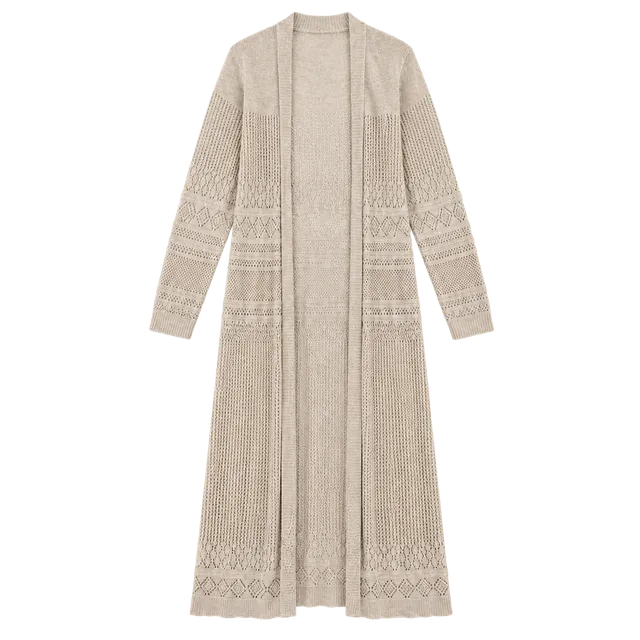 Beldini Open Front Long Cardigan Size 2X Beige Knit Duster