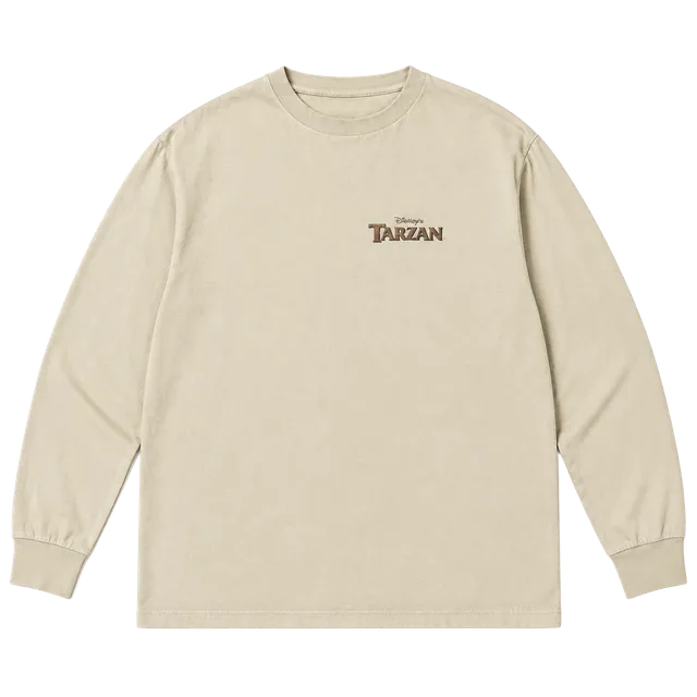Tultex Disney Tarzan Long Sleeve Shirt Size XL Beige Graphic Tee
