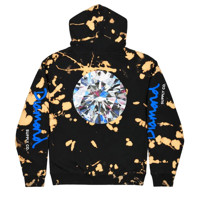 Y2K Diamond Supply Co Bleach Tie Dye Hoodie Black Large 1/1 personalized! 