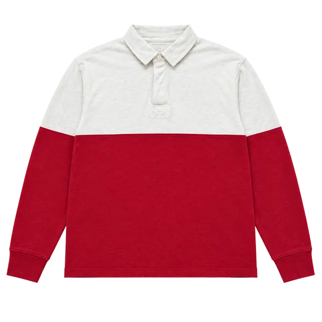 J. Crew Knit Goods Rugby Polo Size M White Red Long Sleeve Vintage