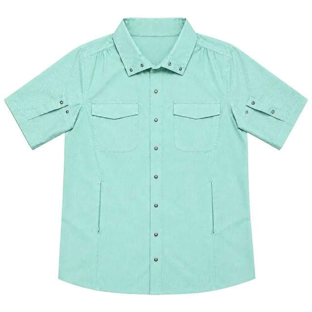 Columbia Long Sleeve Shirt Mint Green Snap Front