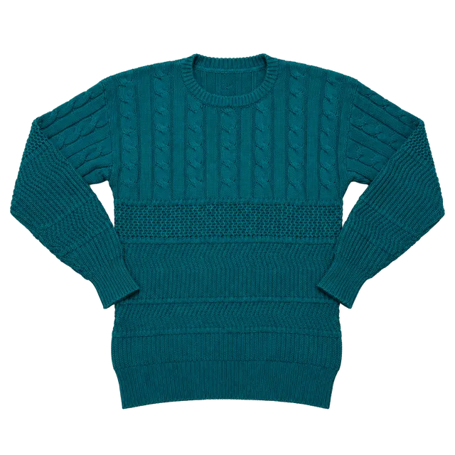 Henry Grethel Design Cable Knit Sweater Size M Teal Cotton