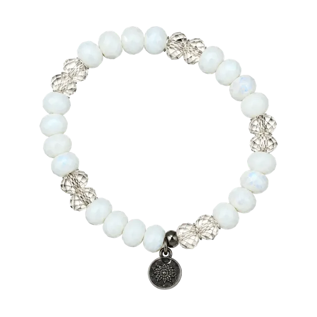 Limish Beaded Stretch Bracelet White Crystal
