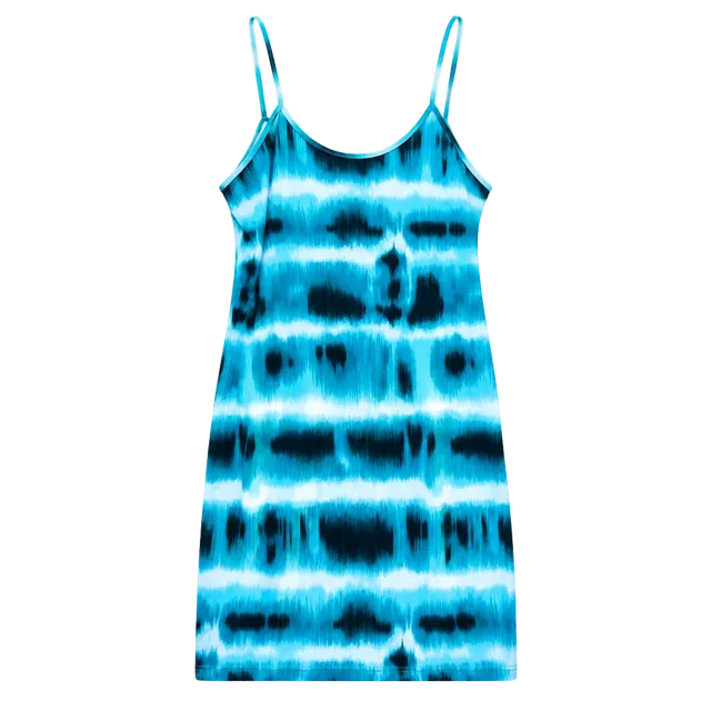 AQ-SPORT Dress Size 2X Blue Tie Dye Slip Sleeveless