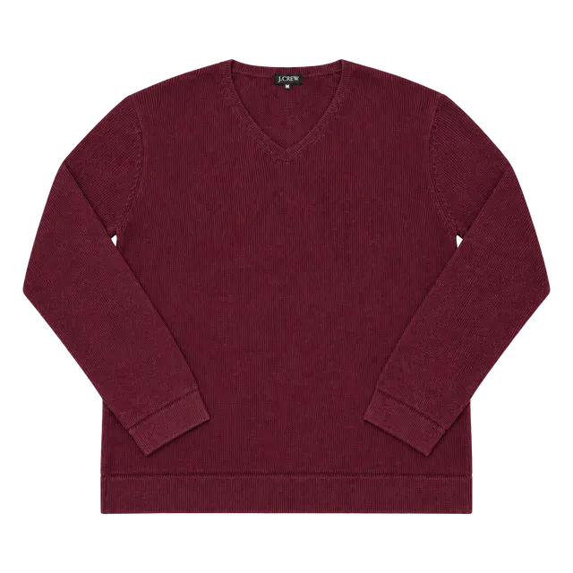Women’s J.Crew V-Neck Sweater Small Burgundy Cotton Knit Long Sleeve