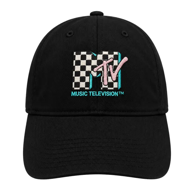MTV Music Television Black Embroidered Dad Hat Cap