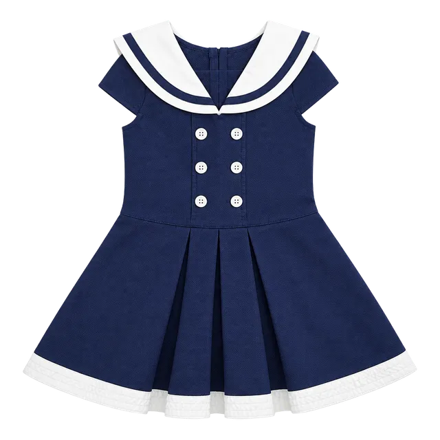 Gymboree Sailor Dress Size 5 Navy Blue White Nautical Cotton