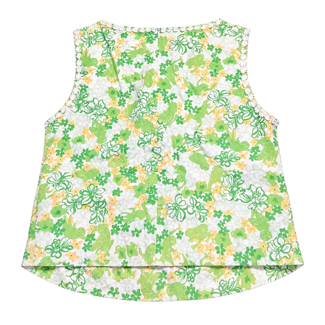 Lilly Pulitzer Floral Frog Tank Top Women’s Size 4 Green Yellow