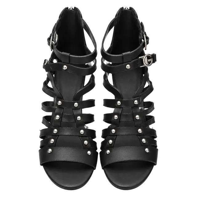 Guess Black Studded Strappy Sandals Heels