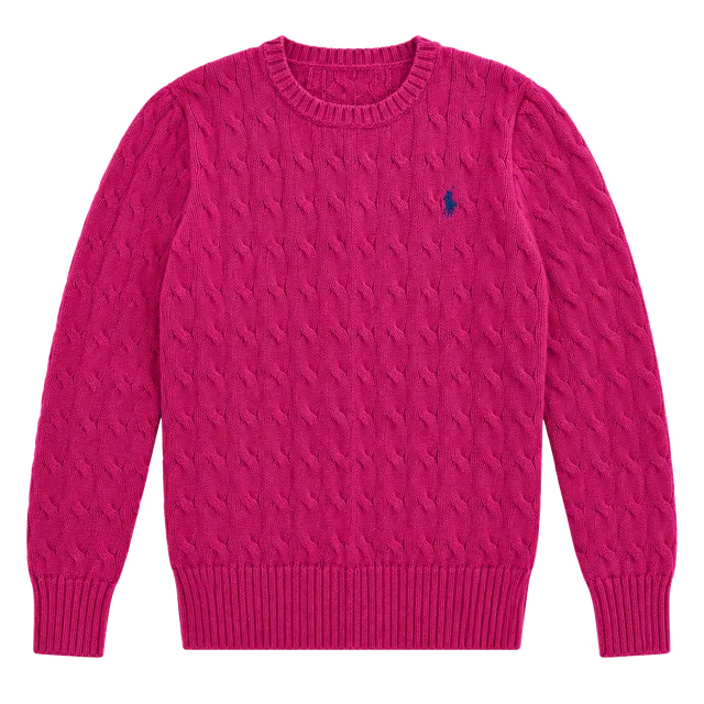Polo Ralph Lauren Cable Knit Sweater Size M (10-12) Pink Cotton