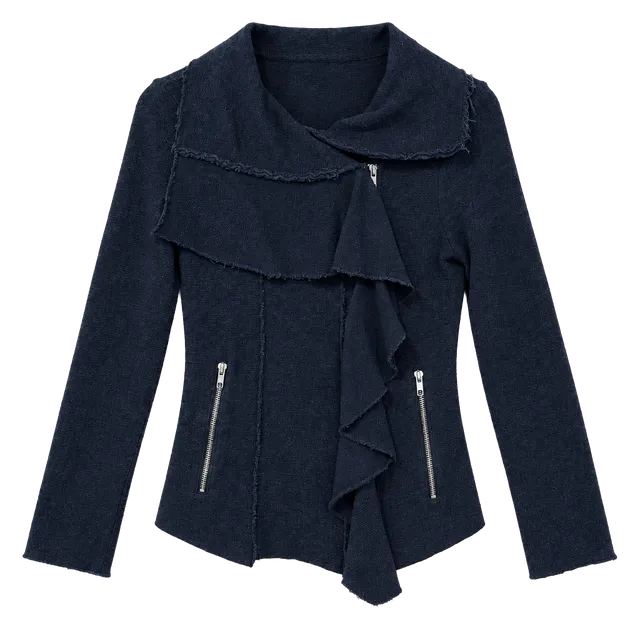 Free People Asymmetrical Ruffle Zip Jacket