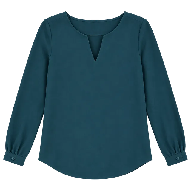 Forever 21 Hunter Green Chiffon Keyhole Blouse
