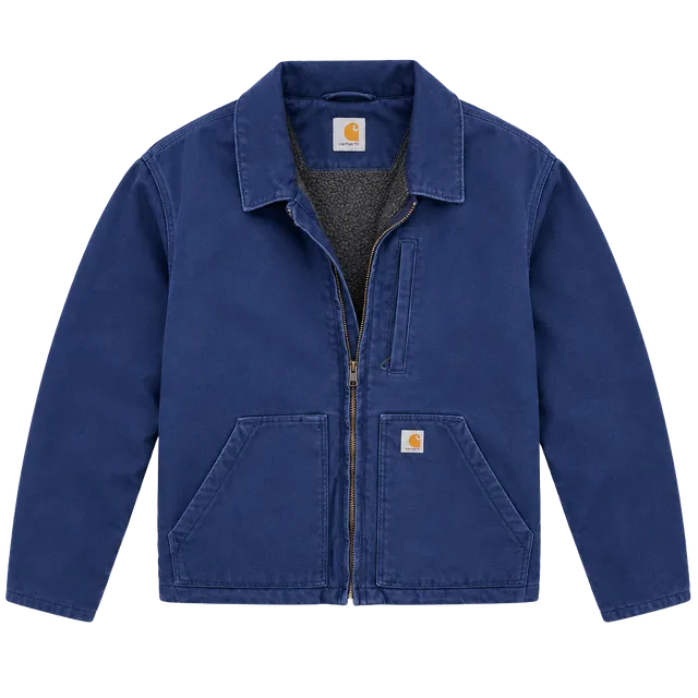 Carhartt Detroit Jacket Size M Blue Sherpa Lined Canvas Workwear