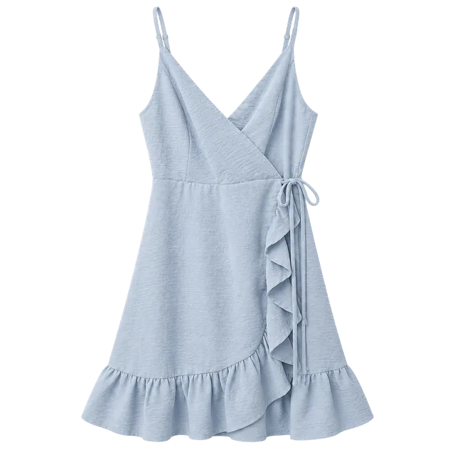 Altar'd State Light Blue Wrap Ruffle Dress Size S