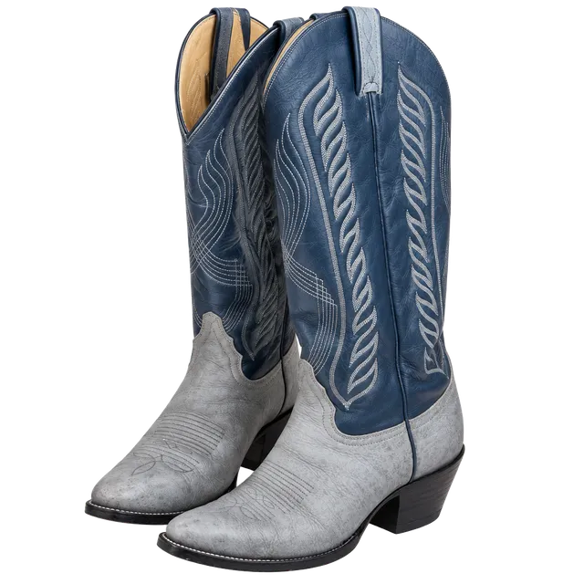Tony Lama Vintage Western Cowboy Boots Gray Blue Leather