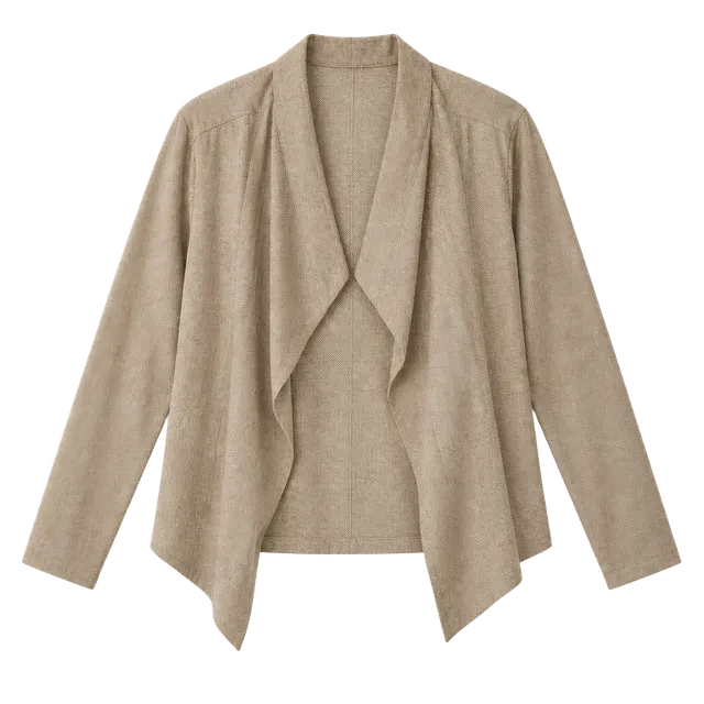 Lysse Faux Suede Jacket Size L Camel Brown Drape Open