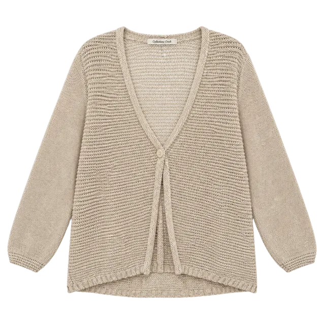 Coldwater Creek Cardigan Size XL 16 Beige Open Knit Sweater