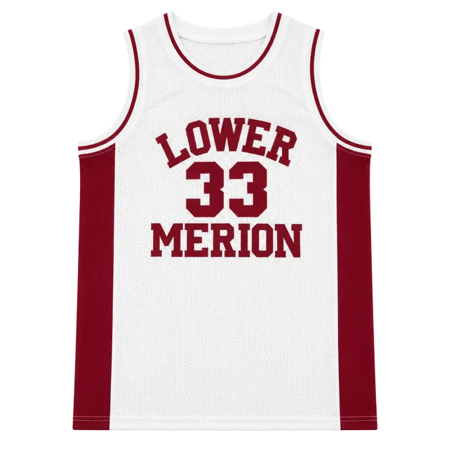 Kobe Bryant Lower Merion HS Basketball Jersey 33 Size M White Red Mesh