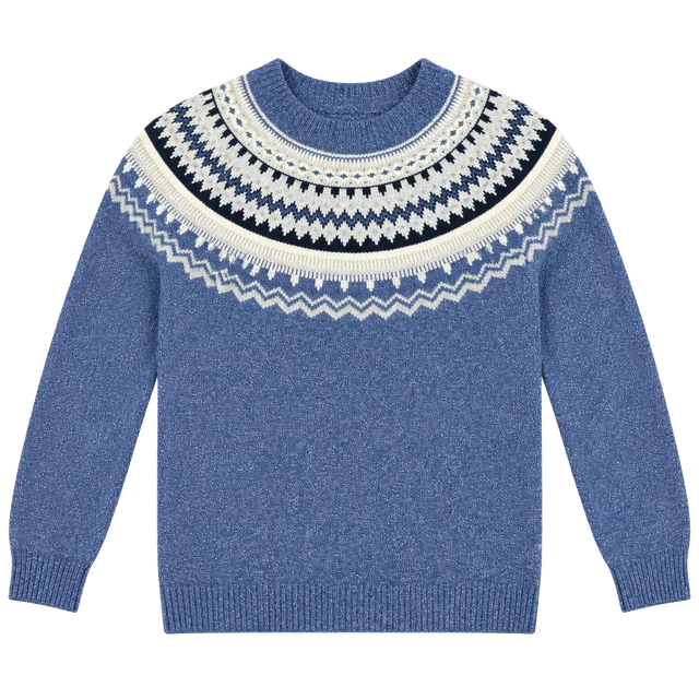 Women’s Weatherproof Vintage Fair Isle Crewneck Sweater Size M Blue#174