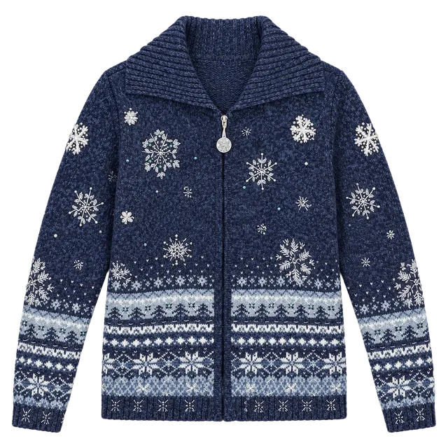 Vintage Tiara International Christmas Sweater M Beaded Snowflake Nordic Cardigan