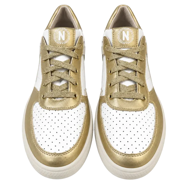 Naturino Sneakers Gold White Leather Size 38