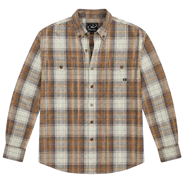 Roper Plaid Button-Down Shirt Size XL 16-18 Brown Tan Long Sleeve Cotton