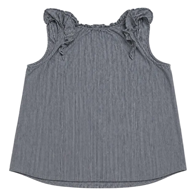Blue and White Striped Ruffle Tank Top