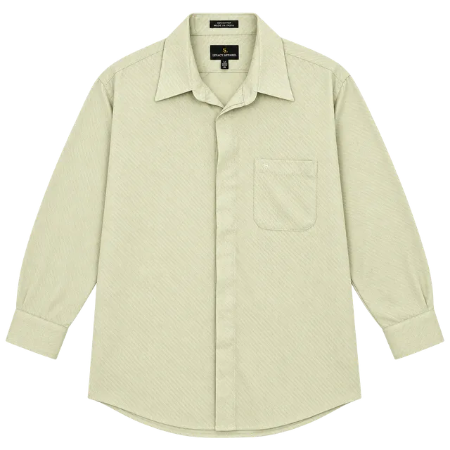 Stacy Adams Men's XL Regular Fit Green/Beige Striped Dress Shirt 17-17.5 32/33