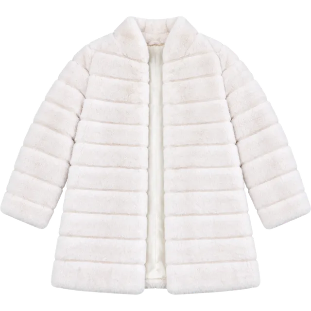 Beautiful Ellen Tracy Faux Fur Coat Size M White Cream Jacket