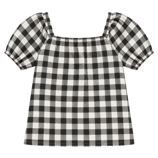 Spearmint Love Black and White Checkered Long Sleeve Romper 18-24m