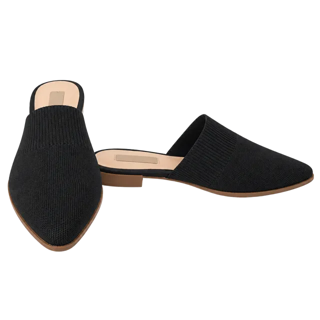 Steven New York Pointed Toe Mules Size 8.5 Black Knit Flats