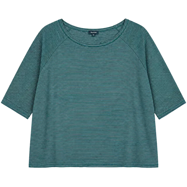 ModCloth Striped 3X Green Rayon Blend Tee Shirt Top